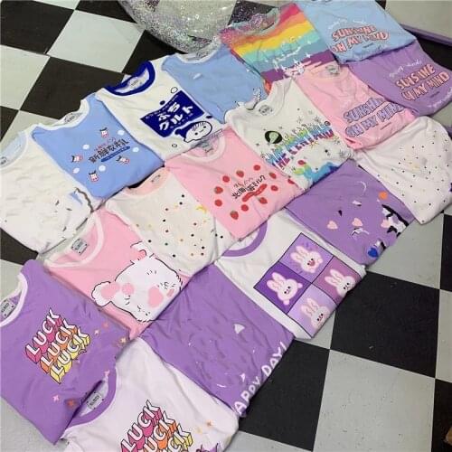 Women Cute girls heart bursting T-shirt cotton Sweet cartoon panda short sleeve TX