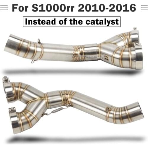 S1000rr 2010-2016 slip-on stainless steel motorcycle exhaust muffler decat middle link pipe 60MM cut cat for S1000RR 2010-2016