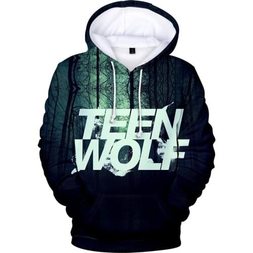 Hot TV series TEEN WOLF 3D Hoodies Men women Fashion Hip Hop Harajuku Kids Hooded TEEN WOLF 3D Mens Hoodies and Sweatshirt