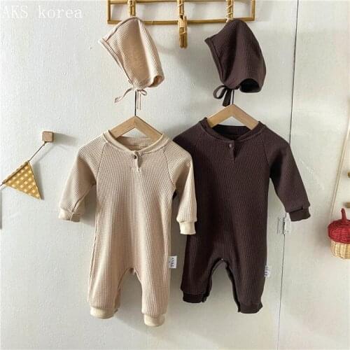 Rompers Full Sleeve Covered Button Solid O-neck Collar Cotton Casual New Fashion Comfortable Korean Four Seasons Unisex Kids