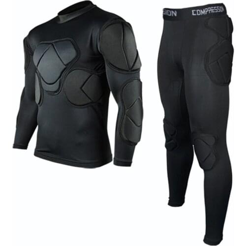 Men Soccer Training Shirts Goalkeeper Jerseys EVA Thicken Sponge Protection Football Goalkeeper Uniform Elbow Goalie Pants Vest