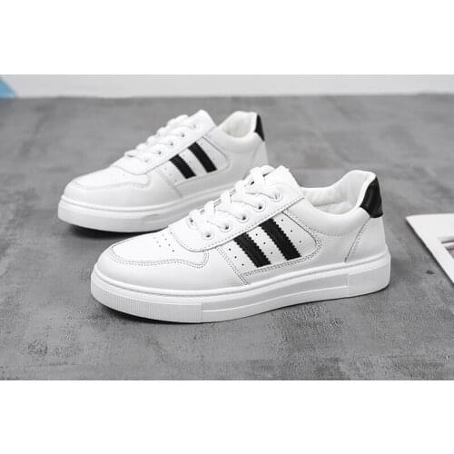 2020 Fall New Fashion PU Leather Men Casual Shoes Sneakers Footwear Soft Rubber Male Flats Shoe White Mens Shoes