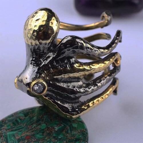 Handmade Man Octopus Ring, Mans 925 Silver Animal Shape Ring