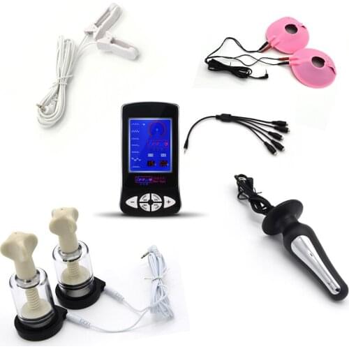 Electro Shock Sex Toys Set Breast Enhancer Clitoris /Nipple Sucker/Clamps Penis Plug Nipple Paste Pads Penis Rings Anal Plug