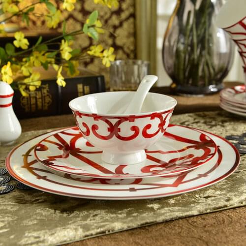 4.5inch Porcelain Red Bowls Set Decoration Home Restaurant Dining Table Dinnerware Bone China Dinner Serving Rice Soup Bowl Dish
