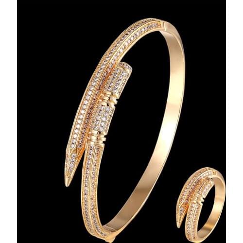 Vanifin brand simple bracelet and ring jewelry set pencil shape micro setting zircon classic fashion accessories best gift