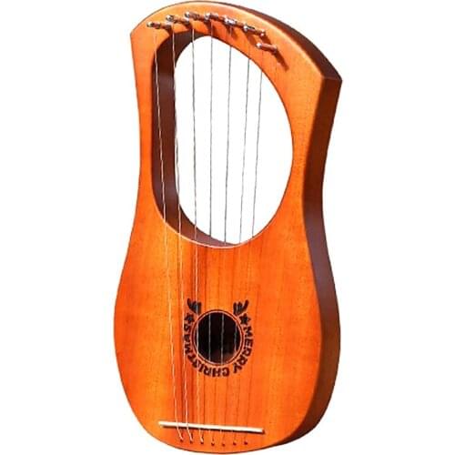 New Lyre Harp 7 Metal String Harp Heptachord Mahogany Lye Harp with Tuning Wrench,for Music Lovers Beginners Kids Adult