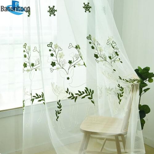 New Arrival Modern Tulle Curtains For Living Room Deer Leaf Sheer Curtain For Bedroom Window Treatments Decorative