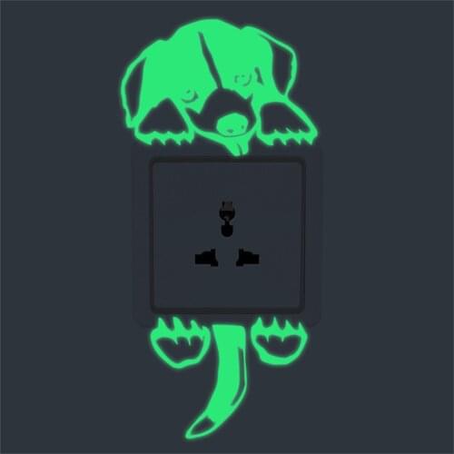 New Fashion Design Cute PVC Cartoon Luminous Switch Sticker Glow In The Dark Wall Stickers Home Kids Room Decoration Accessories