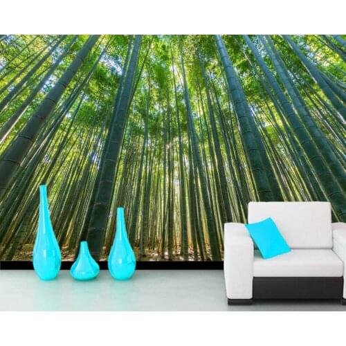 Papel de parede Green bamboo forest natural 3d wallpaper,living room bedroom TV wall kids'room wall papers home decor murals