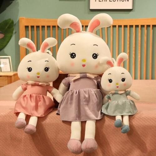 1pc 50-115cm Lovely Dressing Rabbit Plush Toys Cartoon Dolls Soft Stuffed Animal Rabbit Pillow for Kids Baby Birthday Gifts