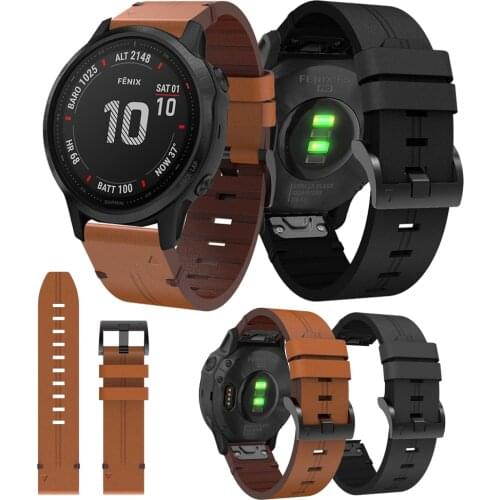 22mm Easy Fit Replacement Genuine Leather Watch Band Straps Bracelet Fit for Garmin Fenix 5 Plus,Fenix 6,935,945,MARQ,Instinct