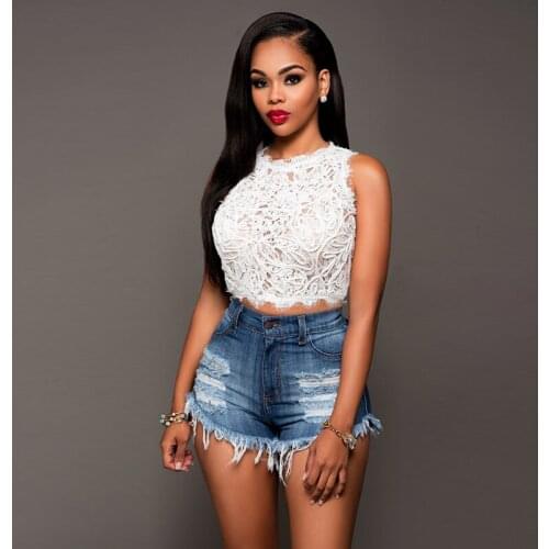 Hole Denim Women Casual High Waist Shorts Jeans 2020 Summer Ripped Clothing Sexy Boyfritnd Girls Fashion Cotton Pants Slim Blue