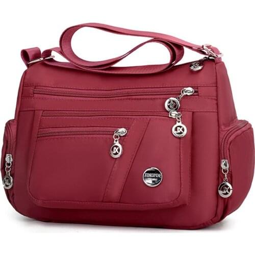 Women Solid Color Multi Pockets Zip Shoulder Crossbody Canvas Storage Pouch adjustable strap casual convenient to use Bag