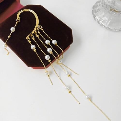 1pcs Selling Sweet Girl Earrings 2021 Fashion New Exaggerated Pearl Tassel Long Earrings Temperament Personality Wholesale