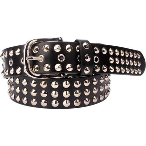 Punk style Big metal rivet belt women Round rivets Spike sequins belt punk Simple decorative waistband belt for men