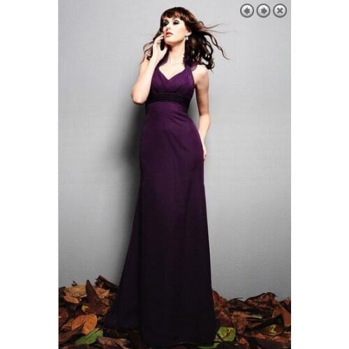 Free shipping fashion 2016 elegant dress plus size brides maid vestidos formales purple long dresses chiffon Bridesmaid Dresses