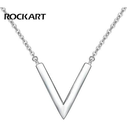 Rockart Real 925 Sterling Silver Necklace For Office Lady Fine Jewelry For Women Casual Simple Style