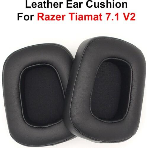 1 Pair Ear Pads Protein Leather and Sponge Foam Ear Cushion replacement for Razer Tiamat 7.1 V2 Headset Black