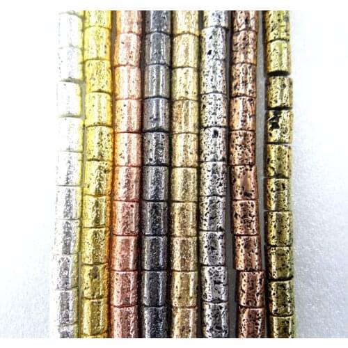10*12mm Natural Stone electroplating Lava cylinder Bead Volcanic Rock Loose for diy Jewelry Making Bracelet Accessories32pcs