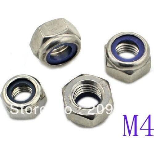 100pcs Metric M4 304 Stainless Steel Hex Head Nylon Insert Lock Jam Stop Nuts