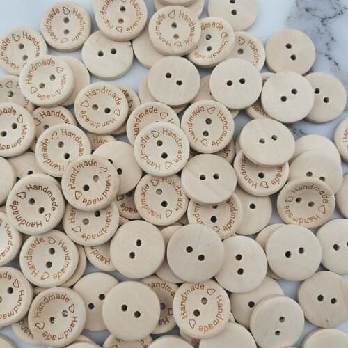 100 pcs/pack) 2 Holes 20mm Size Wood Buttons For Craft Round Clothing Sewing Scrapbook DIY Home Decoration handmade