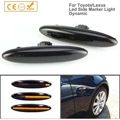 2Pcs LED Dynamic Turn Signal Side Marker Light Lamp For Toyota Highlander Camry Crown Royal Saloon Kluger Mark S18 Soarer