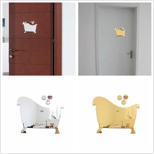 3D Decorative Bathroom Sign For Hotel Bar Restaurant Mirror Wall Mirror Stickers Toilet Men and Women Logo Door Signs