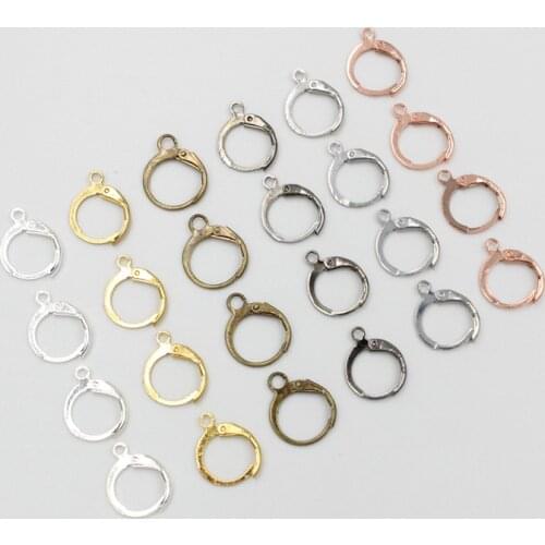50pcs 13x15mm Gold Silver French Charm Earring Hook Earwire Earrings Fitting Ear Setting Base for DIY Jewelry Making Accessories