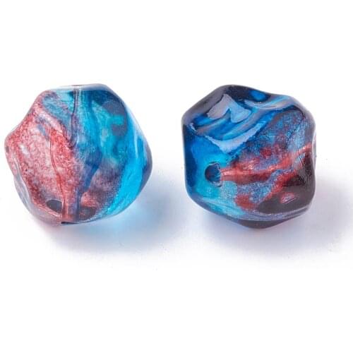 500g Two Tone Transparent Spray Painted Acrylic Bead, Round, Blue, 18x18x18mm, Hole: 2mm, about 135pcs/500g