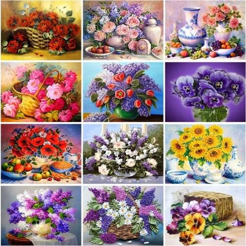 DIY Floral 5D Diamond Painting Full Square Drill Flower Diamond Embroidery Cross Stitch Mosaic Kits Wall Art Home Decor