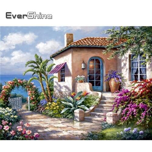 Evershine Diamond Painting Cross Stitch Landscape Lodge Diamond Embroidery Scenery Rhinestone Diamond Mosaic Full Drill Square