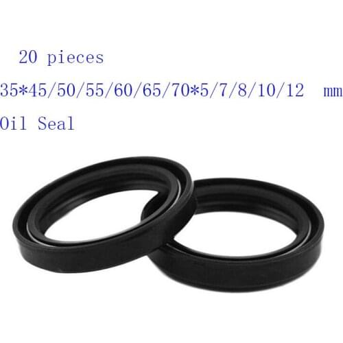 20 pieces 35*45/50/55/60/65/70*5/7/8/10/12 mm Motorcycle Front Fork Damper Oil Seal Front Fork Damper Shock Absorber