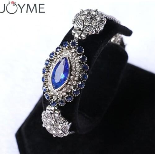 Turkey Jewelry Wholesale Fashion Latest Design Bohemian Retro Silver Color Eye Resin Charm Crystal Bracelet For Women Gift