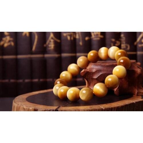 Natural gold Tiger Eye Stone Bracelet 14mm AAAA