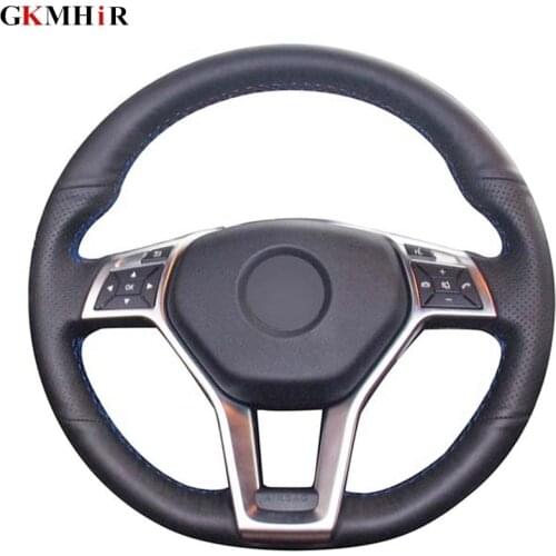 Black Hand-stitched PU Artificial Leather Car Steering Wheel Cover for Mercedes Benz A-Class 2013-2015 CLA-Class 2013 C-Class
