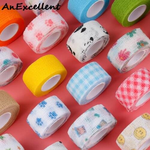 Colorful printed Self Adhesive Elastic Bandage 4.6m Sports Wrap Tape For Finger Joint Knee First Aid Kit Pet Tape Stationery