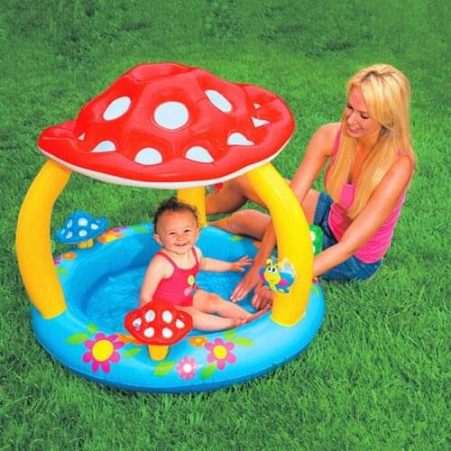 Children inflatable swimming pool with baby awning pool basin mushroom baby pool children water play pool