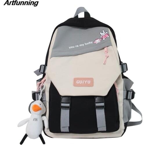Artfunning Color matching backpack for teenagers girls Childrens waterproof backpacks kids schoolbags Mochila Infantil