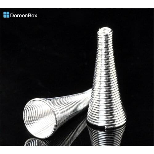 Doreen Box hot- 50PCs Silver color Spacers Beads Caps 23x10mm(7/8"x3/8") (B21293)