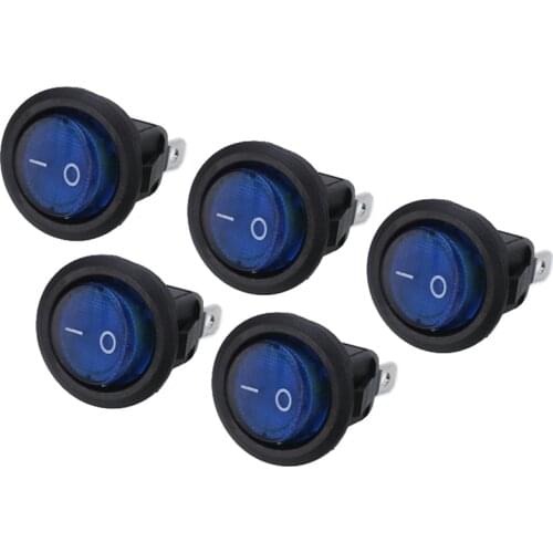 5pcs Electrical ON/OFF Mini Round Rocker Switch Car Boat Waterproof Dot Copper Foot LED Light Toggle Switch 12V