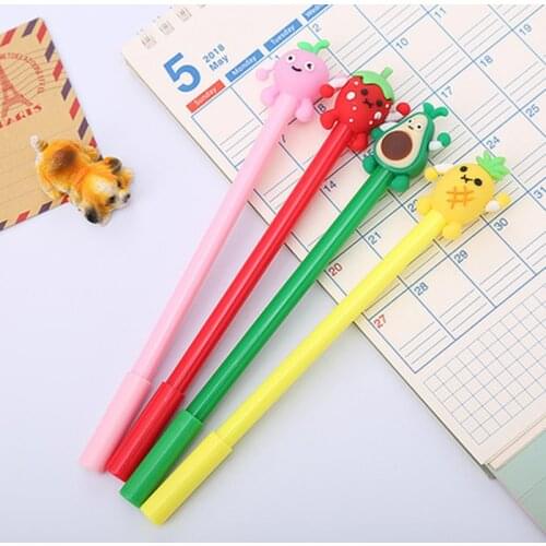 Fruit Gel Pen Kawaii Pen Stationery 0.5mm Cartoon Cute Pens Student Learning Gel Pens Novelty Stationery Kawaii School Supplies