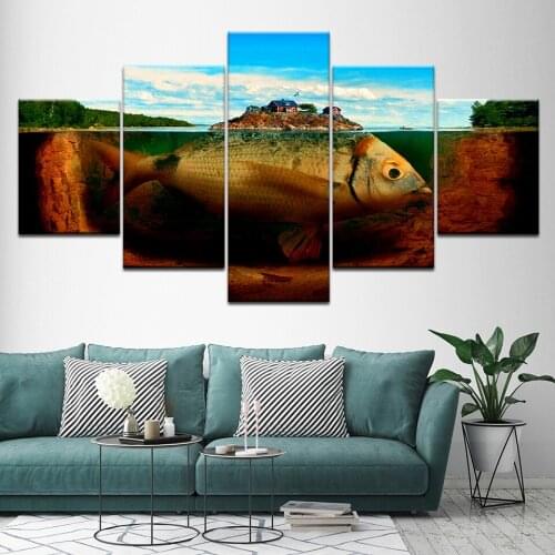 Canvas Painting The fish in seabed 5 Pieces Wall Art Painting Modular Wallpapers Poster Print for living room Home Decor
