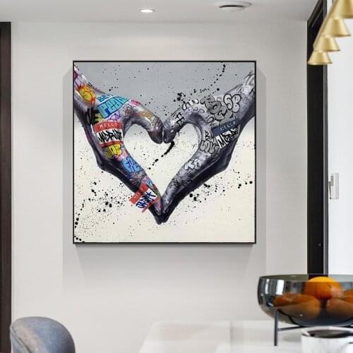 Hand Than Heart Graffiti Art Canvas Painting Hand of Love Poster Print Wall Art Picture Living Room Home Decor Cuadros