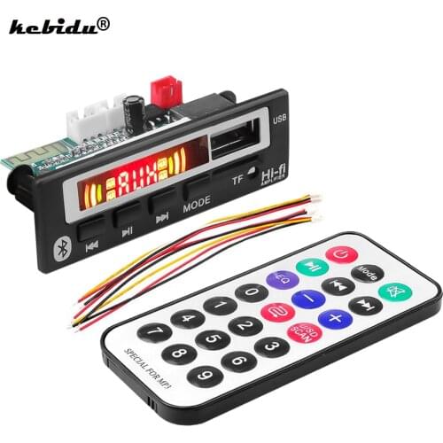 Kebidu 5V 12V Bluetooth V5.0 MP3 Player Wireless Receiver Mp3 Decoder Board Car FM Radio Module TF USB 3.5mm AUX Audio