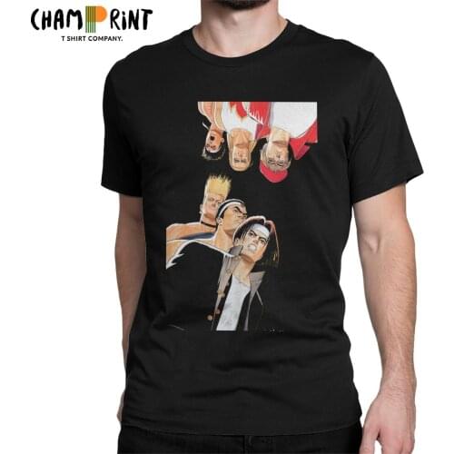 KOF Team Japan VS Team Fatal Fury Mens T Shirt Vintage Tee Shirt Short Sleeve O Neck T-Shirts Cotton Plus Size Tops