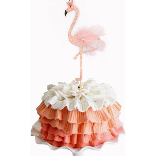 MagiDeal 5pcs Glitter Tropical Flamingo Cake Topper Baby Shower Party