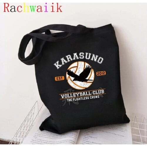 Fashion Anime Haikyuu Shopping Bag Eco Manga Tote Harajuku Shopper Bag Women Canvas Shoulder Bag Large-capacity Large-capacity