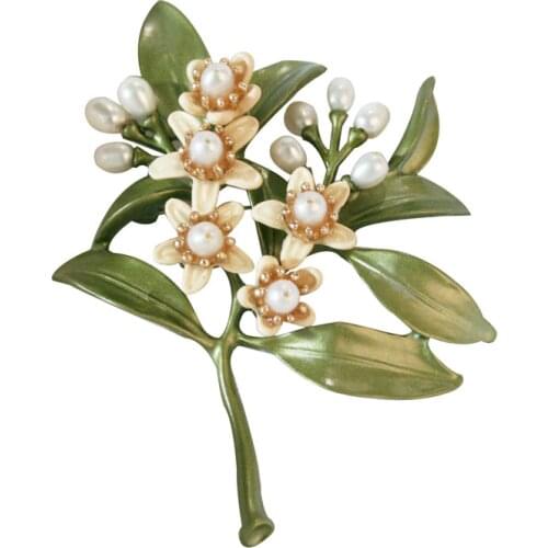 Fashion Gardenia Pearl Brooch Womens Wedding Orange Blossom Coat Accessories Brooches