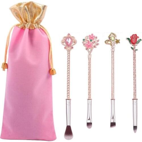 4Pcs Rose Flower Makeup Brush Set Portable Makeup Tool Anime Peripheral Girl Gift